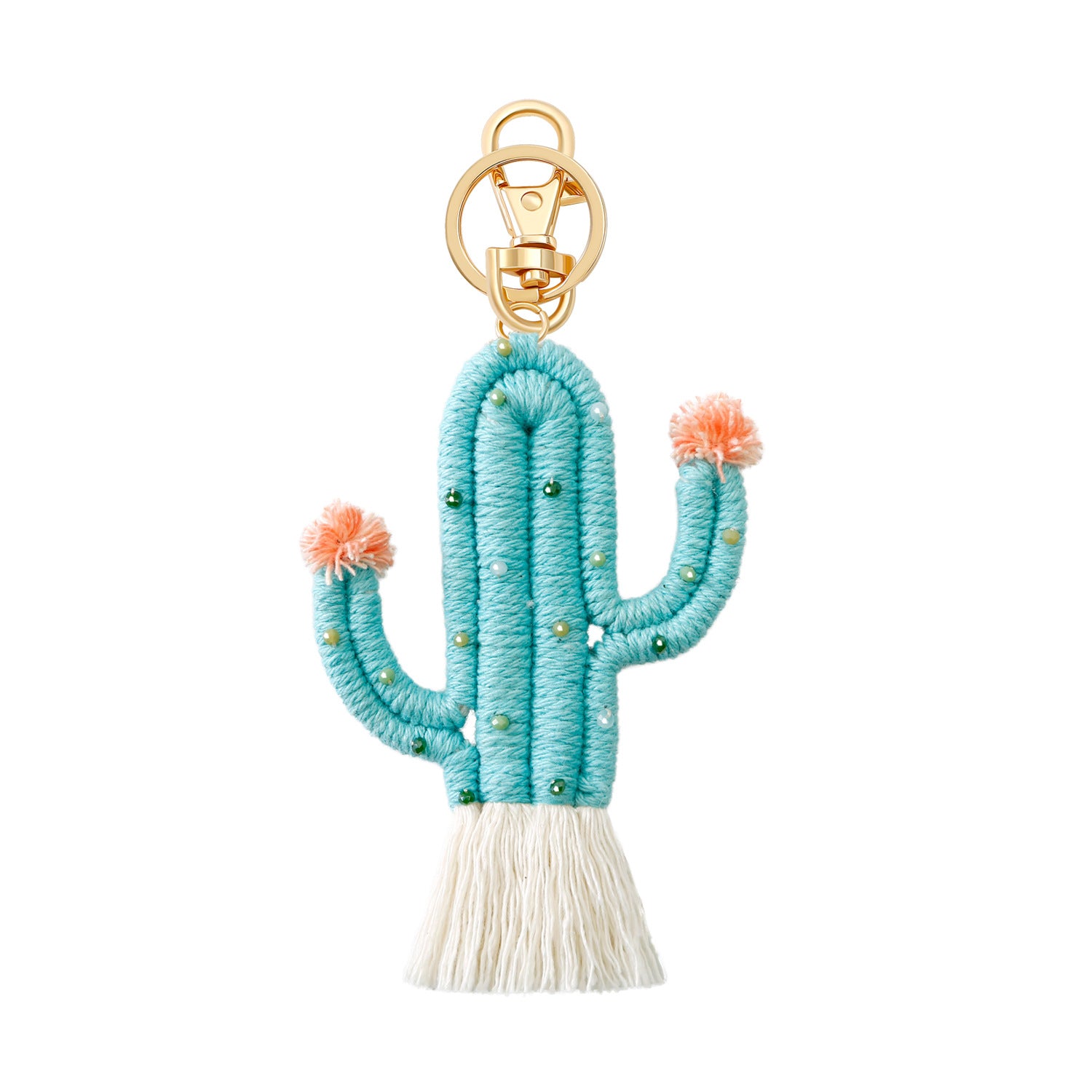 Wholesale Green Plant Cactus Bohemian Rice Bead Handmade High Grade Keychains